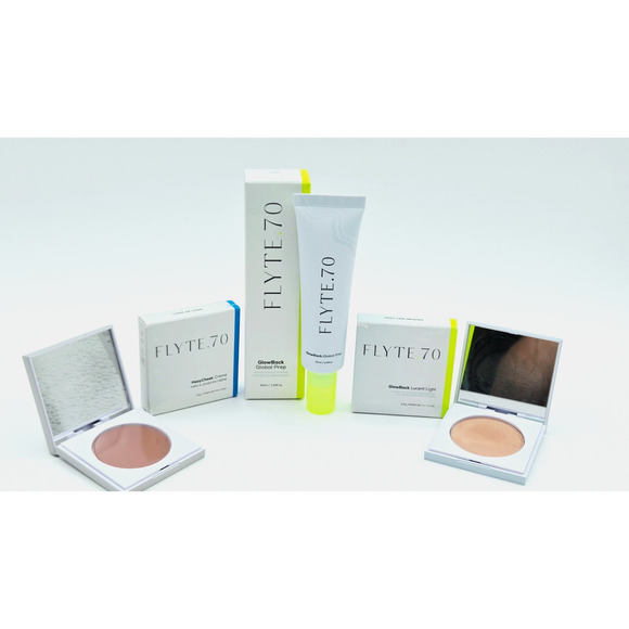 Flyte 70 GlowBack Brightening Primer- Hazy Cheek Creme+Creme to Powder Hilighter - Picture 1 of 13